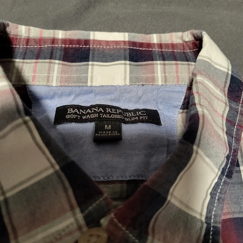 Banana Republic Mens Soft Washed Tailored Slim Fit Button Down Shirt Medium